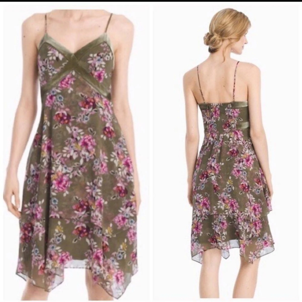 Olive Green Velvet Trim Dress